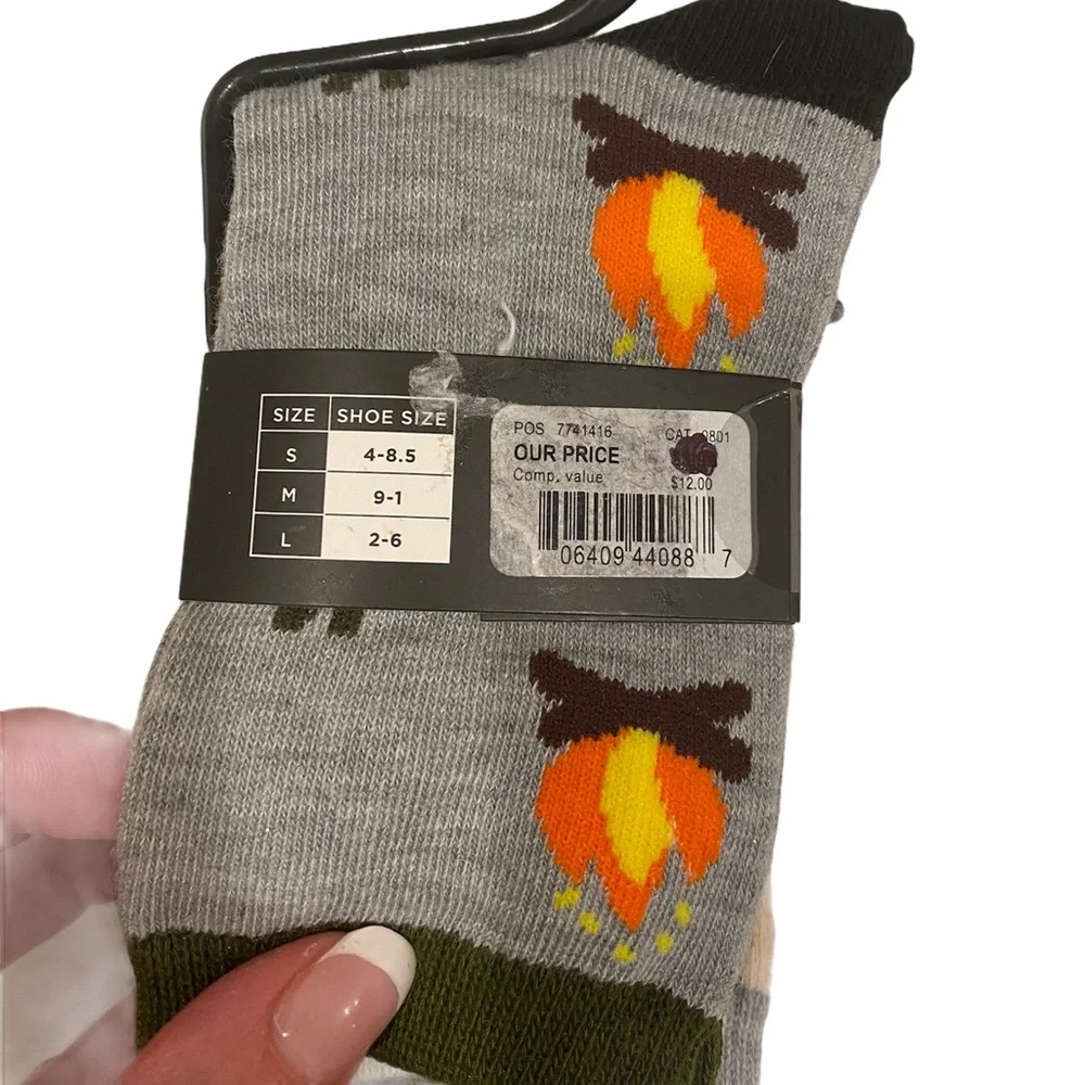 NWT Max Jake Socks Set 3 Brown Bears Campfire Trees Wilderness Brown Kids 9-1